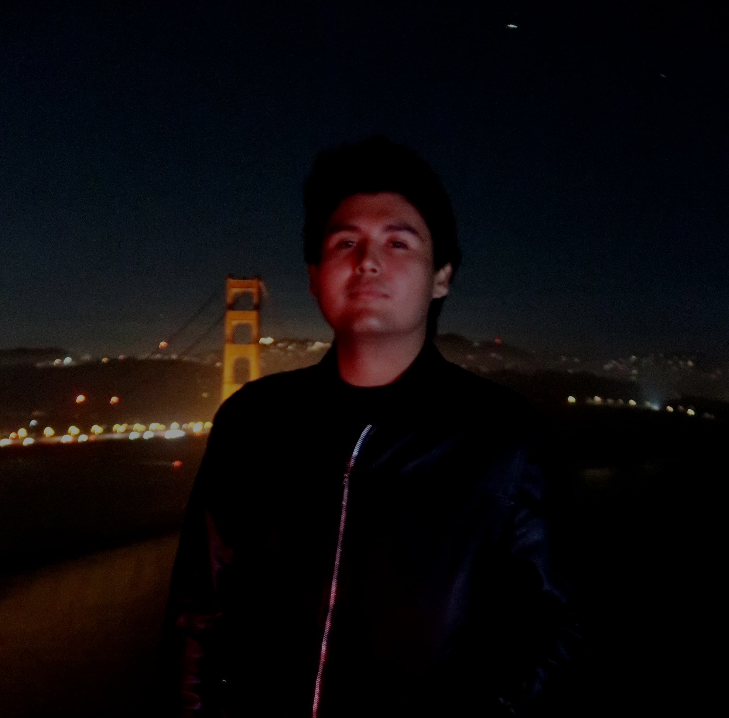 Jeffrey Escobar at the Golden Gate Bridge in San Francisco at night