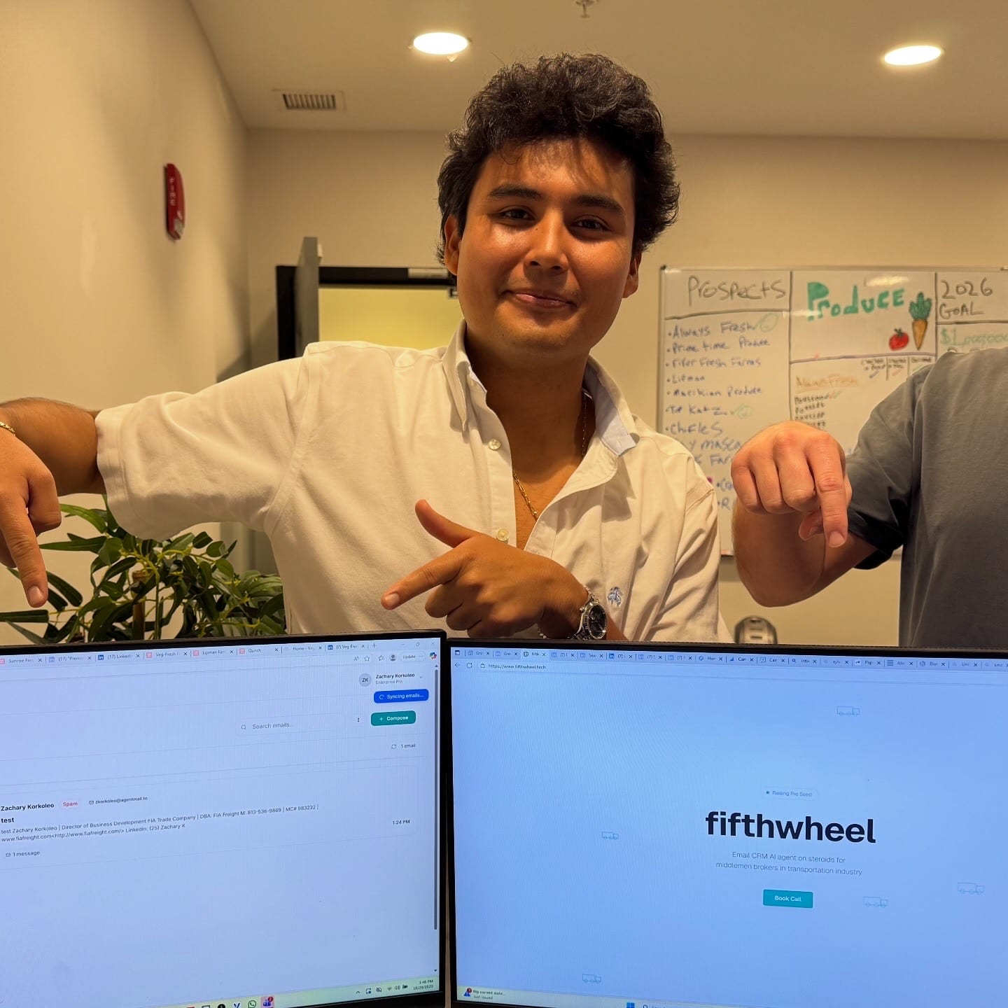 Jeffrey Escobar installing fifthwheel, his AI email CRM for freight brokers, at a brokerage in Tampa, Florida in October 2025