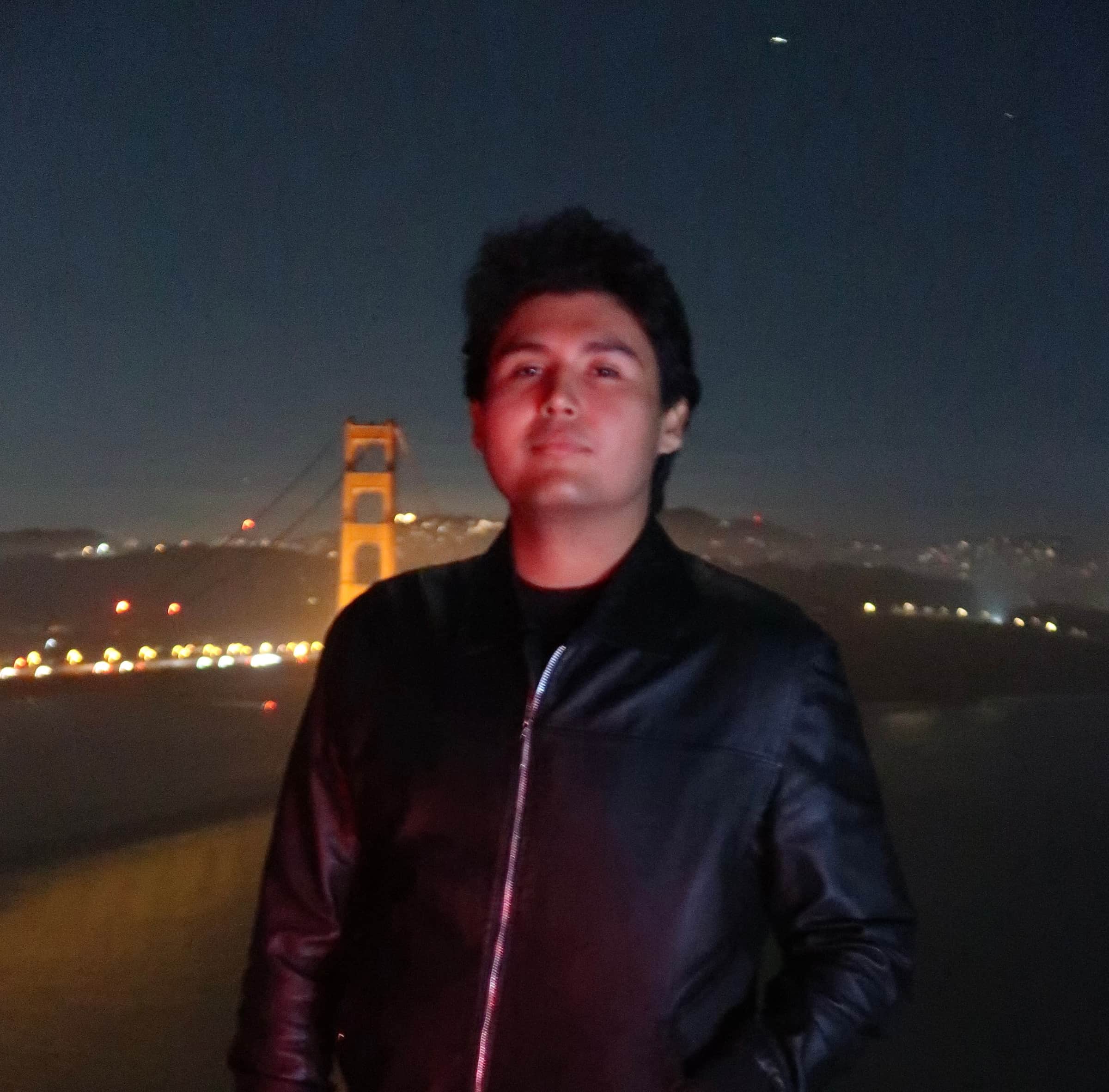 Jeffrey Escobar at the Golden Gate Bridge in San Francisco at night